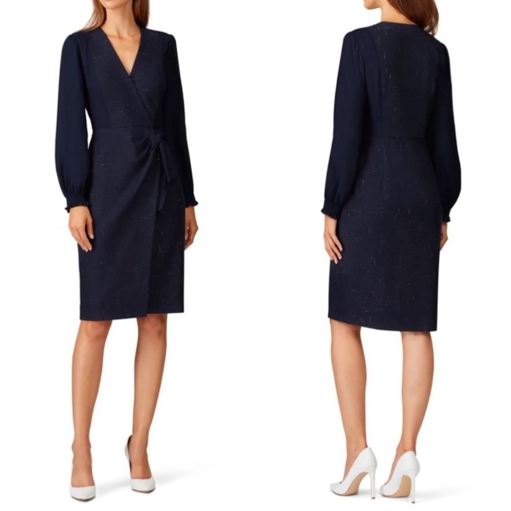 Tailored by Rebecca Taylor Midnight Navy Midi Wrap Dress
